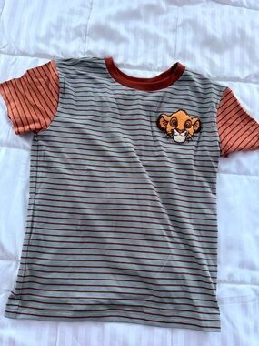 Little Sleepies Disney Striped Short Sleeve Tee with Simba Patch - Sz 6